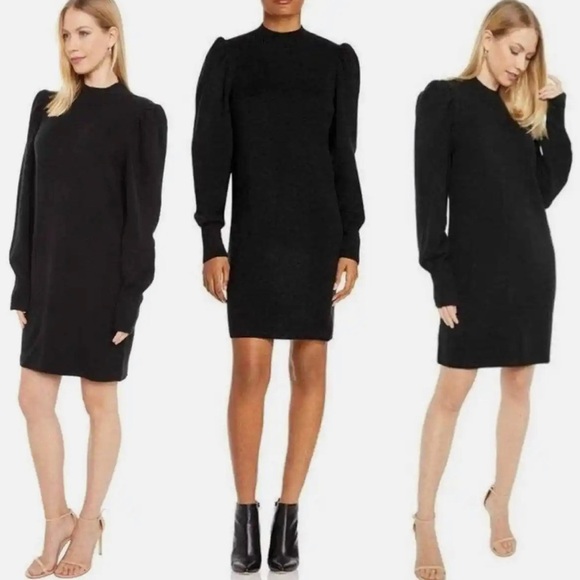WAYF Nordstrom Lola Puff Sleeve Sweater Dress Black X-Small NWT - Picture 1 of 4